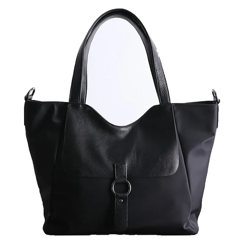 Womens Nylon Leather Tote Womens Black Nylon Totes Purse Nylon Tote Purse for Ladies