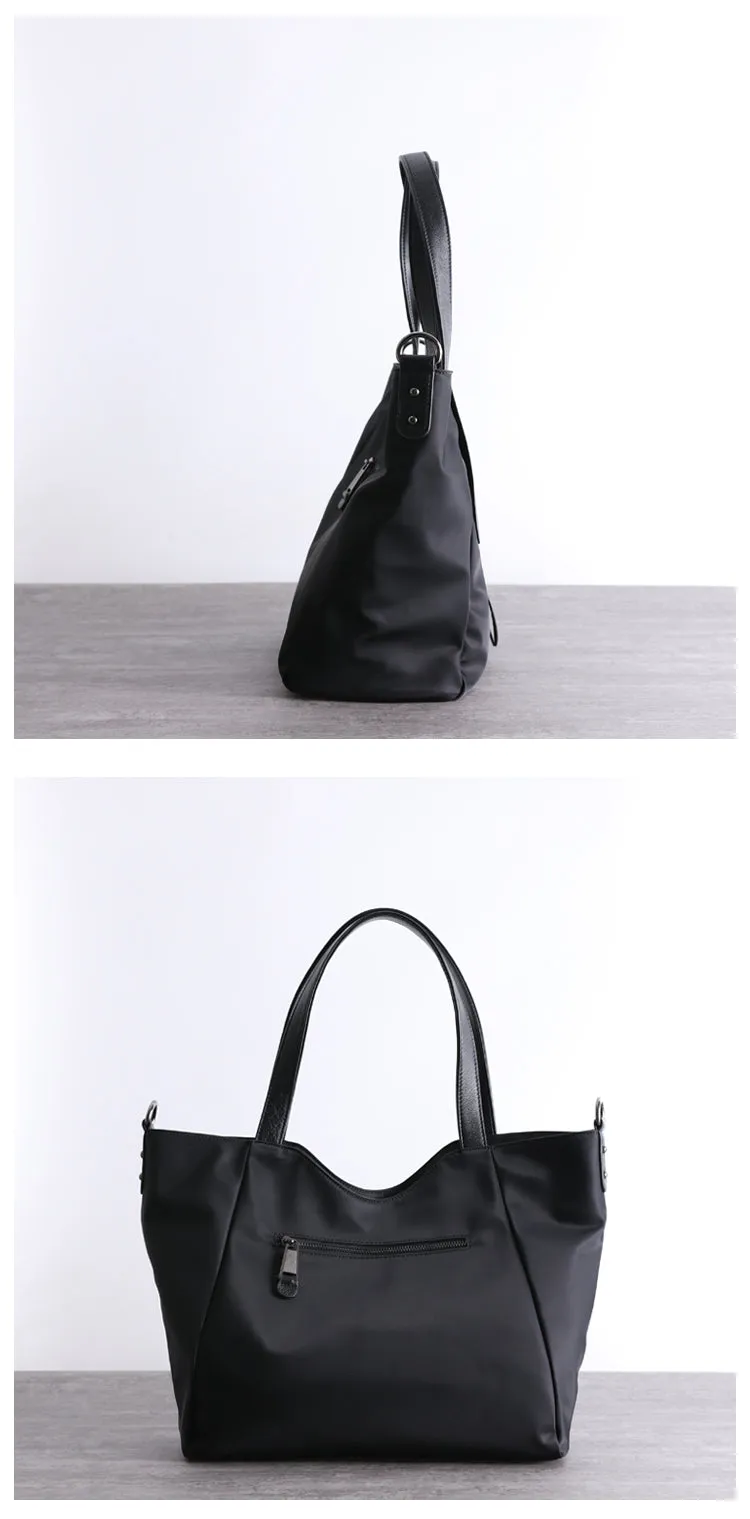 Womens Nylon Leather Tote Womens Black Nylon Totes Purse Nylon Tote Purse for Ladies