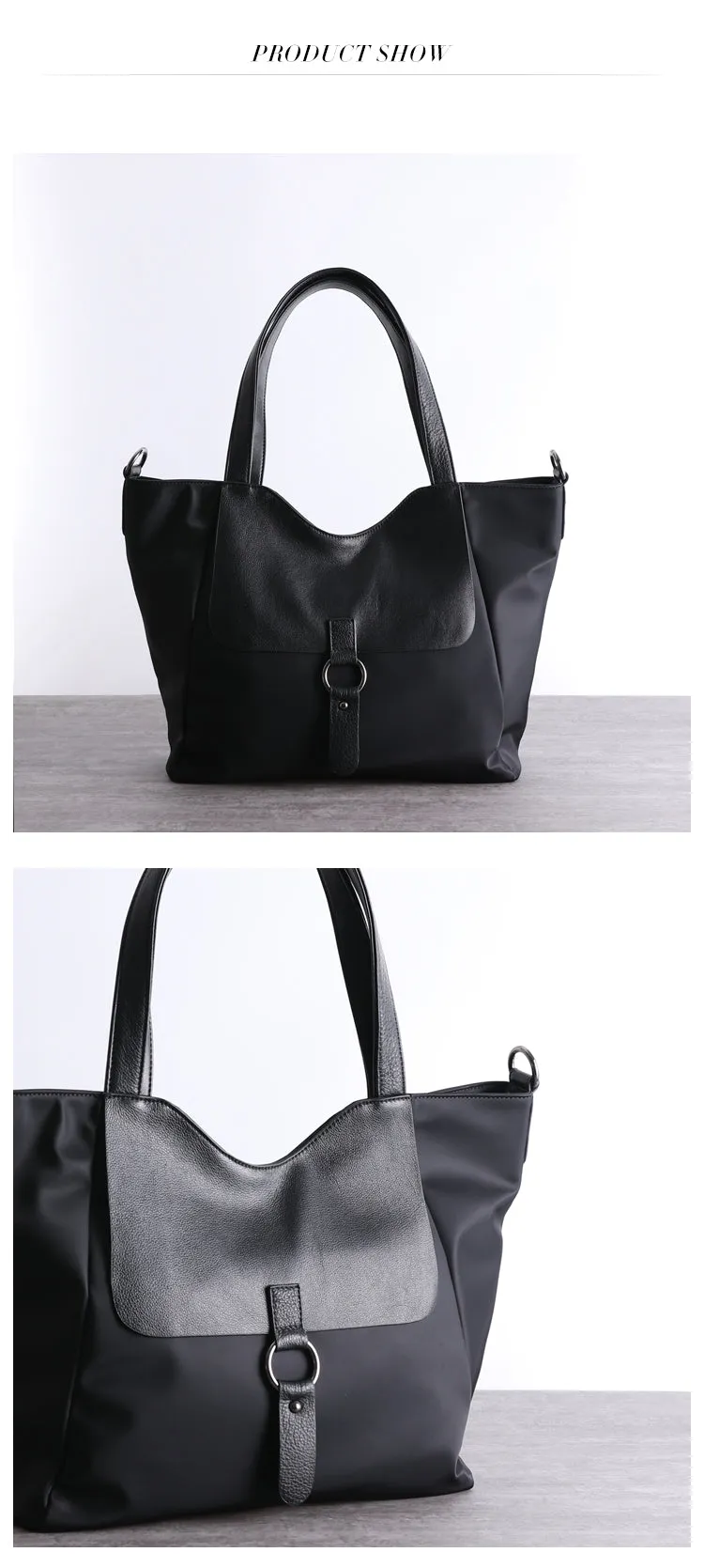 Womens Nylon Leather Tote Womens Black Nylon Totes Purse Nylon Tote Purse for Ladies
