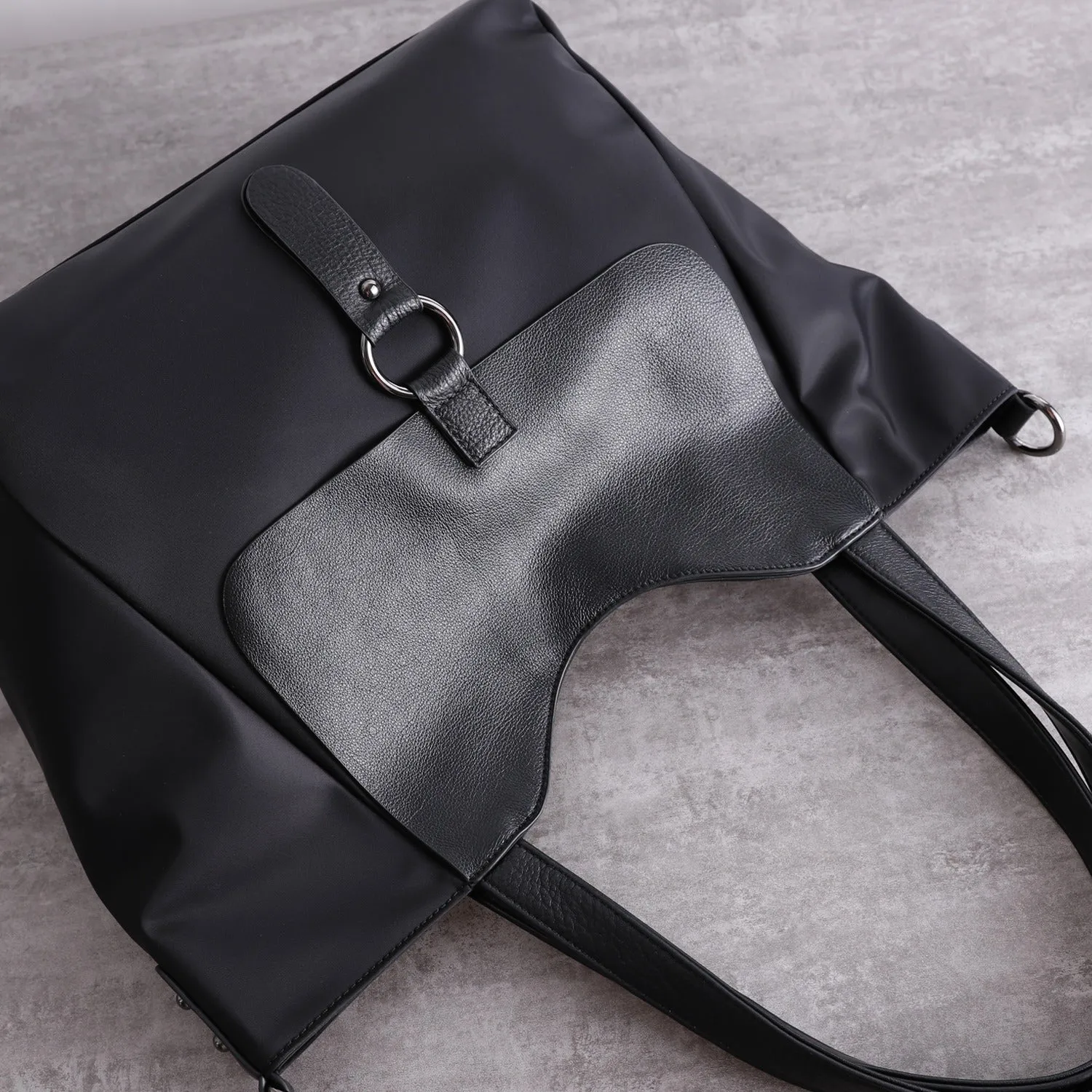 Womens Nylon Leather Tote Womens Black Nylon Totes Purse Nylon Tote Purse for Ladies