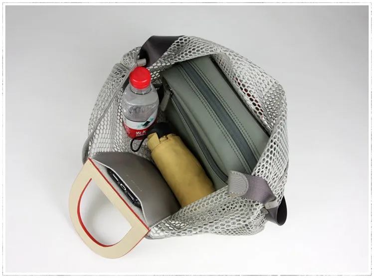 Womens Orange Net Polyester Leather Tote Handbag Purse Polyester Tote Shoulder Bag Purse for Ladies