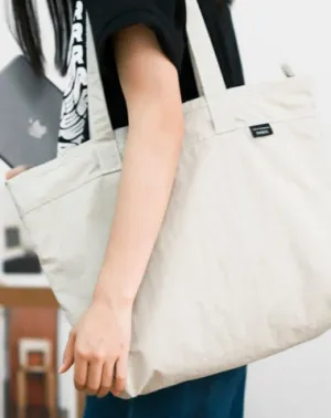 Womens White Nylon Stachel Tote Bag Minimalist Nylon Tote Shoulder Bags Handbag for Women
